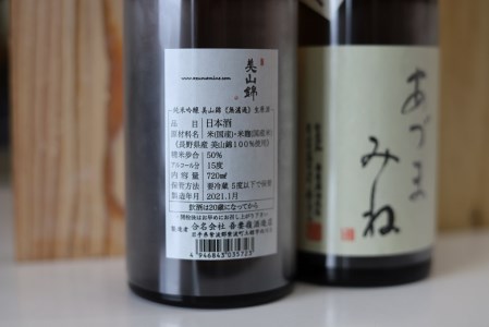 日本酒 あづまみね「純米吟醸 美山錦 無濾過生原酒 四合瓶セット」 (BA002-1)