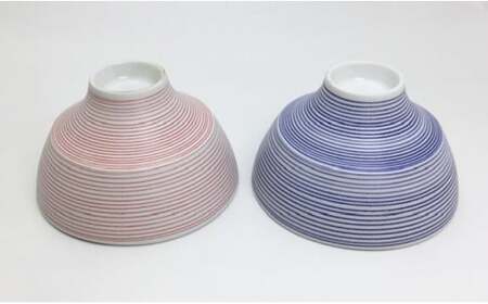 有田焼象嵌（ぞうがん）ちゃわん 赤・青セット 【マルコウ陶苑】茶碗 飯碗 ペア 2個 贈り物 ギフト A16-1