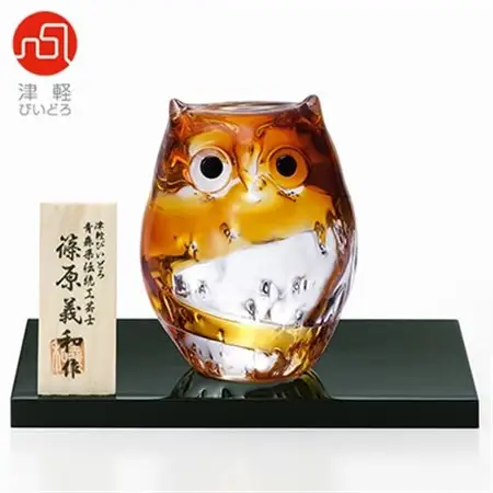 津軽びいどろ 子ふくろうオーナメントアンバー_雑貨・日用品  家具・インテリア _【1074240】