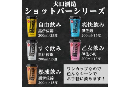 B4-01 カラフルショットバー飲み比べセット(200ml各6本・計30本) 伊佐市 特産品 鹿児島 本格芋焼酎 大口酒造 人気 焼酎 お酒 5種 ワンカップ 飲み比べ 詰合せ 詰め合わせ キャンプ アウトドア【平酒店】