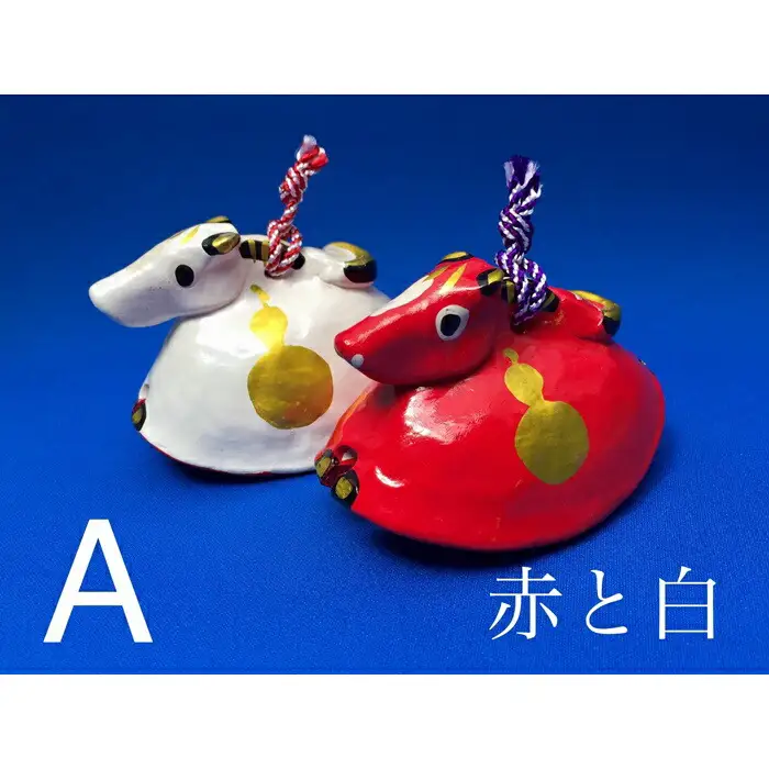 ゆり土鈴【はねこんま】２個組 (A:赤と白) ｜ おきもの 土鈴