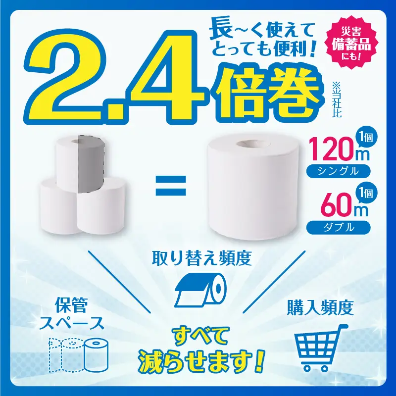 115ロール相当 2.4倍巻 トイレットペーパー シングル 48ロール ラブリバーロング[sf002-054]