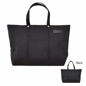 【ファスナー付き】肩かけOK　ポケット・キーフック付きの大容量トート /国産4号帆布（ブラック）[George 3] T03047_1