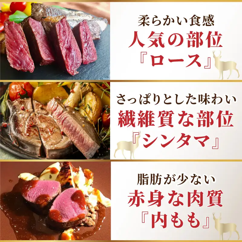北見エゾシカ 熟成肉山の恵みセット ( 肉類 肉 国産 鹿肉 熟成 セット 詰め合わせ 骨付き ロース しんたま 内もも ステーキカット肉 ハバキカット ハツ ヒレ ステーキ用スライス )【025-0050】