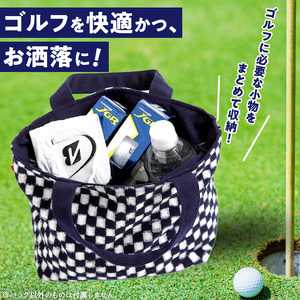 久留米絣ゴルフラウンドトートバック（IM）_久留米絣ゴルフラウンドトートバッグ（IM） 表地 取っ手 久留米絣 裏地 綿 100% 両サイド 内ポケット付き 片側のみ ファスナー ラウンドトートバッグ ゴルフ ボール ティ グローブ ペットボトル カート 持ち込み 大祐プランニング 福岡県 久留米市 送料無料 〔Nx104〕