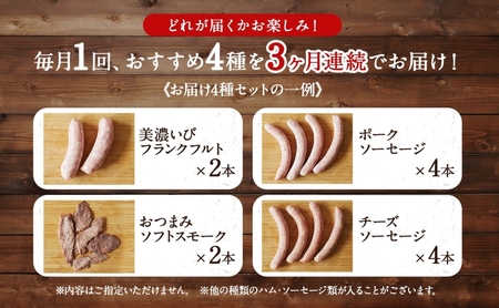 定期便 3ヶ月 ハム ソーセージ くせになる 定期 スタンダード 3ヶ月 コース 化粧箱入り 肉 フランクフルト ベーコン BBQ 焼肉 おつまみ ギフト グルメ お取り寄せ 贈答用 ご褒美 本格 手作り 本場 ドイツ 人気 送料無料 森本工房 岐阜県 揖斐川町