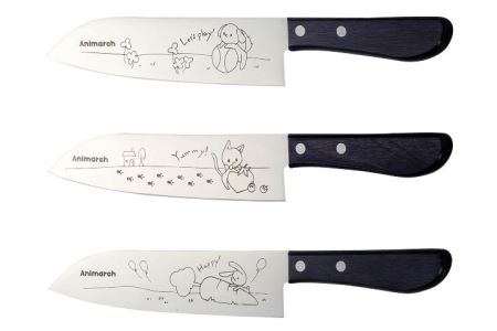 Animarch　三徳包丁　３本セット（ねこ、いぬ、うさぎ）　H18-17