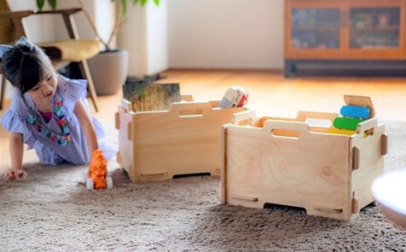 おもちゃ箱 Baum Series 国産ヒノキ合板製 スタッキングコンテナボックス （クリア塗装） 【 おもちゃ箱 】