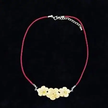 つげ細工 ネックレス(桜) 約5cm×2cm_装飾品・工芸品 ペンダント・ネックレス アクセサリー _【1116497】