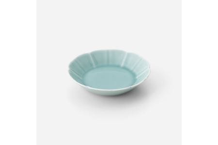 【伊万里焼】青磁花型深平皿 5枚セット 027-H669