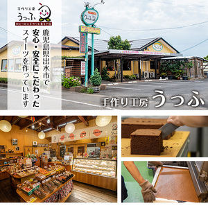 i464 鶴おごじょの詰め合わせ！いずみ卵カステラ・チョコカステラ・バウムクーヘンのセット(9cm角サイズ・計4箱)3種類をかわいい箱に入れてお届け♪ カステラ バウムクーヘン お菓子 菓子 国産 詰め合わせ セット 卵 いずみ卵 素材の味 チョコ アーモンド ギフト お土産 贈り物【浦本養鶏】