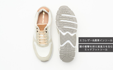 MIDFOOT ( ミッドフッド ) 婦人靴 レザースニーカー MF001JL ( ホワイト ) 4E ファッション シューズ レディース お洒落 レザーシューズ エコレザー 快適 履き心地  BN003 24.5cm