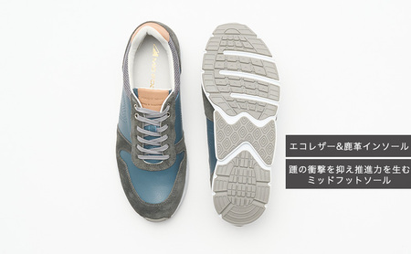 MIDFOOT ( ミッドフッド ) 紳士靴 レザースニーカー MF001JM ( グレー ) 4E ファッション シューズ メンズ お洒落 レザーシューズ エコレザー 快適 履き心地  BN003 26.5cm