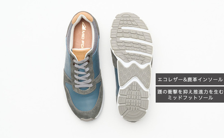MIDFOOT ( ミッドフッド ) 婦人靴 レザースニーカー MF001JL ( グレー ) 4E ファッション シューズ レディース お洒落 レザーシューズ エコレザー 快適 履き心地  BN003 23.0cm