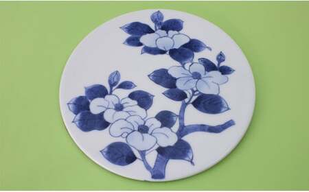 二宮閑山 有田焼マウスパッド 染付椿紋様 A24-148