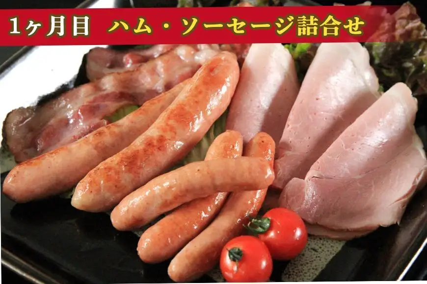 【山中湖ハム 定期便】 1ヶ月目『ハム・ソーセージ詰合せ』2ヶ月目『山中湖ハムの手作りハム』