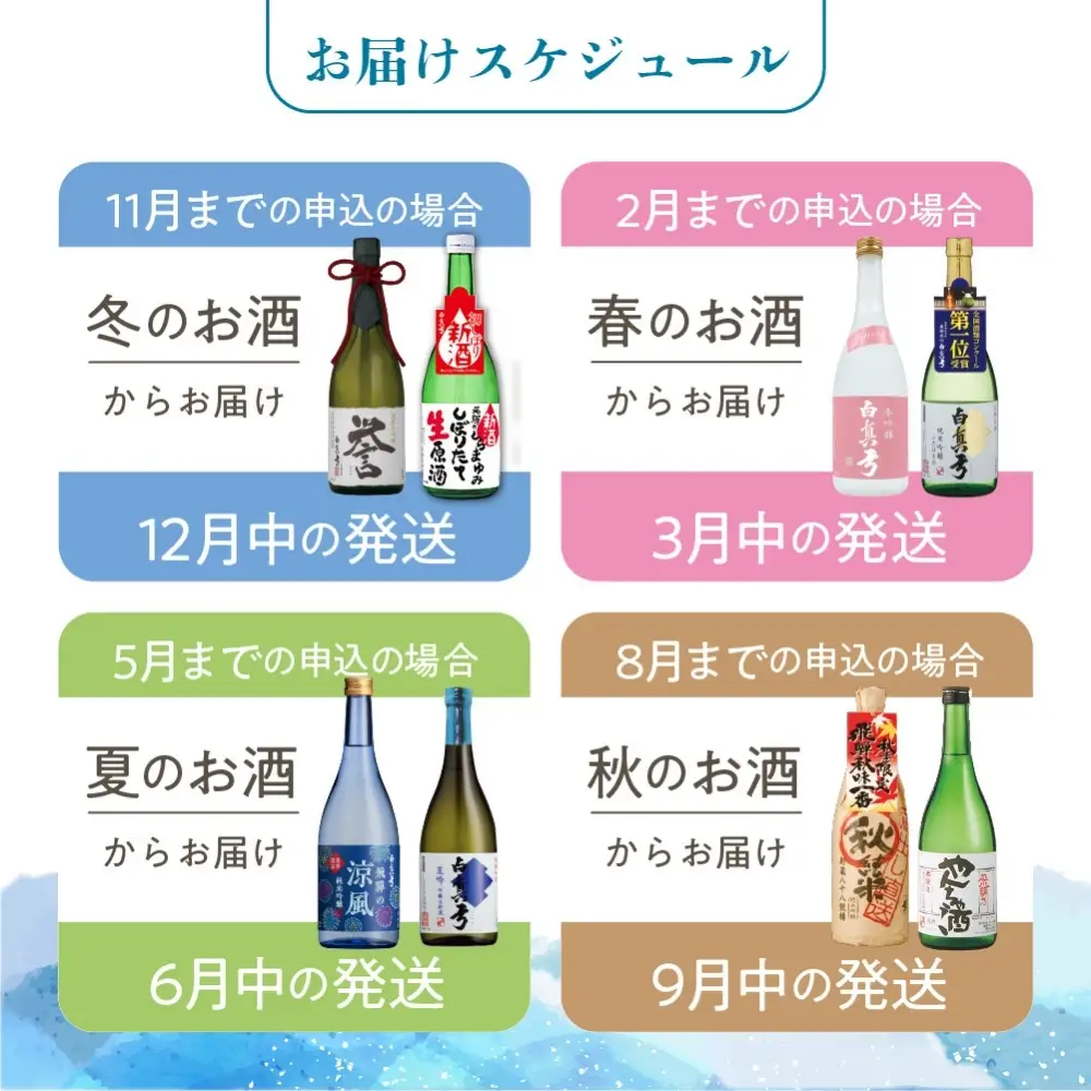 《定期便》四季のお酒をお届け 蔵便り 蒲酒造場 4回お届け 白真弓 日本酒 お酒 飛騨の地酒[Q1590xpi]