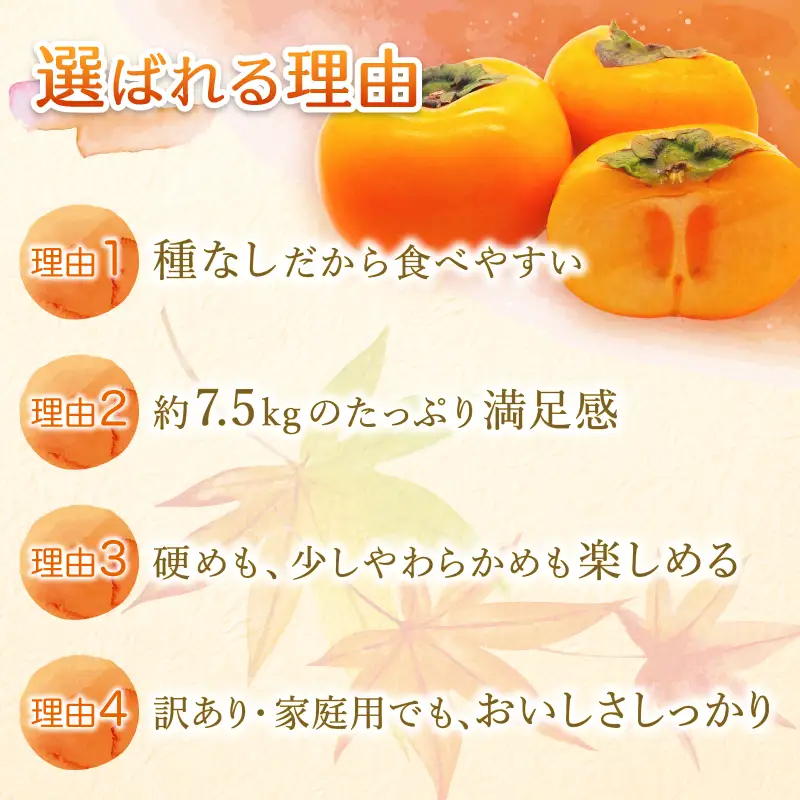 柿 【先行予約】【訳あり・ご家庭用】【秋の味覚】和歌山産たねなし柿 ご家庭用約7.5kg【2026年9月中旬～2026年11月上旬頃に順次発送予定】【TM11】【TM013-tec410A】