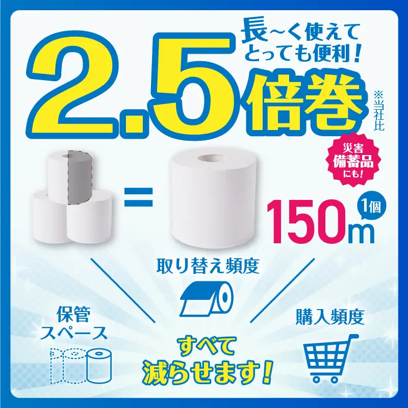 2.5倍巻 備蓄に最適 トイレットペーパー シングル 48ロール 長持ち 日用品 富士市 [sf001-068]
