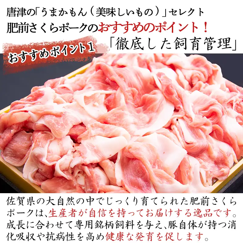 肥前さくらポーク小間切れ 200g×5パック(合計1kg) 豚肉 炒め物 冷凍 (鮮度へのこだわり工夫あり！)