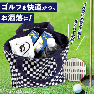 久留米絣ゴルフラウンドトートバック（IS）_久留米絣 ゴルフラウンド トートバッグ（IS） 儀右ェ門 ブランド おしゃれ ファスナー付き メンズ レディース マチあり ゴルフ ボール ティ グローブ ペットボトル カート 持ち込み 福岡県 久留米市 送料無料 〔Nx110〕