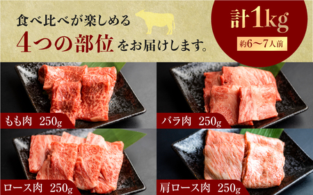 飛騨牛 焼肉 250g×4種 食べ比べ 1kg JAひだ 焼肉 [S202]