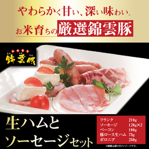 【ブランド豚肉】お米育ちの錦雲豚　絶品！生ハムとソーセージセット_FN1002