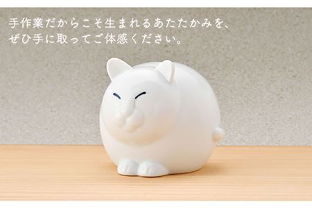 【波佐見焼】 一輪挿し ・ねこ（白釉・つや有り） インテリア 陶器 雑貨 【アトリエやま】 [RE13]  波佐見焼