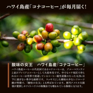 毎月届く ハワイ コナコーヒー 300g（100g×3）豆コース！3ヶ月コース_定期便  3ヶ月 コーヒー 豆 毎月 300g 100g × 3袋 × 3回  計 900g 自家焙煎 ハワイ コナコーヒー スッキリ 雑味 少ない フルーツ酸 酸味の女王 飲料 飲み物 ドリンク お取り寄せ 福岡県 久留米市 送料無料 〔Ec107-B〕