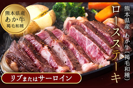 あか牛（褐毛和種）ロースステーキ (リブまたはサーロイン) 250g×2 500g 熊本県産 肉 和牛 牛肉 赤牛 あかうし リブロース サーロイン 冷凍 《30日以内に出荷予定(土日祝除く)》｜ブランド牛肉 特産品牛肉