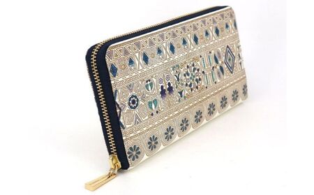 【文庫屋大関】 大容量　ぐるっとファスナーの長財布　アポロン＜ブルー＞【皮革工芸品】 ファッション小物 民芸品 
