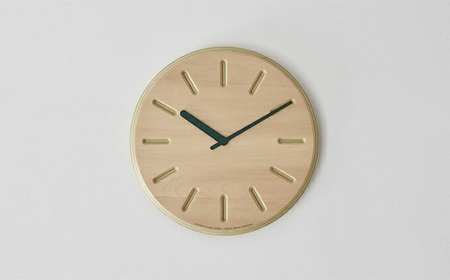Paper-Wood CLOCK line/グリーン（DRL19-06 GN） レムノス Lemnos 時計 装飾品 民芸品 工芸品 伝統技術 インテリア  FAD-0586