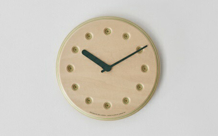 Paper-Wood CLOCK dot / グリーン （DRL19-07 GN） レムノス Lemnos 時計 装飾品 民芸品 工芸品 伝統技術 インテリア  FAD-0588