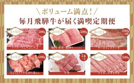 飛騨牛 定期便 ６か月 6回 しゃぶしゃぶ すき焼き サーロイン ステーキ 切り落とし 牛串 リブロース 飛騨牛のこもり FC103〔国産和牛定期便  牛肉定期便 ステーキ  飛騨牛定期便　６回〕　