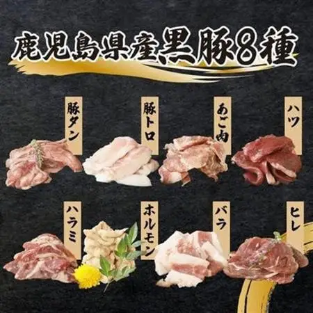 鹿児島県産黒豚 焼肉用8選(タレ付)【配送不可地域：離島】【1185938】