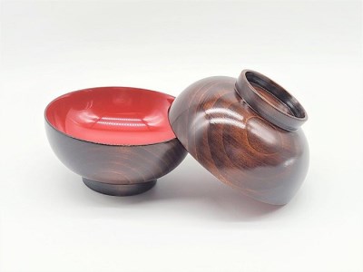 川連漆器 木目汁椀 ペア 漆器 漆器 【佐藤豊八商店】[B5-5801]