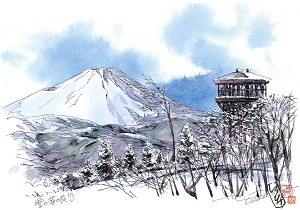 秦野の四季ジクレ版画（高級複製画　窓空きマット）　015-12