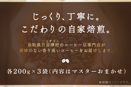マスターおすすめコーヒーセット（豆）　600g（200g×3種）