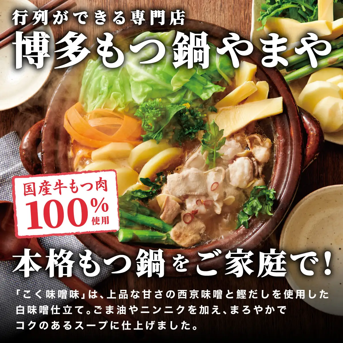 やまや 博多もつ鍋 こく味噌味（1-2人前） AZ012 