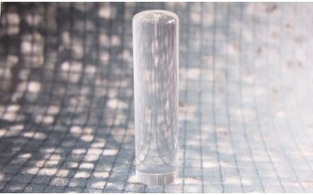 男性にお勧め！印鑑15mm「水晶」イタリアンレザ印鑑ケース付[5839-1383] 緑色