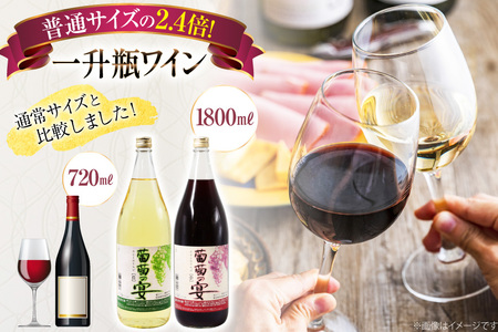 赤 白 葡萄の宴 |名物 一升瓶ワイン 1.8L×6本 / サン.フーズ / 山梨県 韮崎市 [20743107]