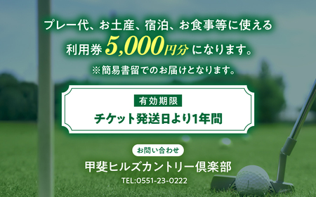 甲斐ヒルズカントリー倶楽部 ゴルフ施設利用券B 山梨 ゴルフ場利用券 チケット 山梨県