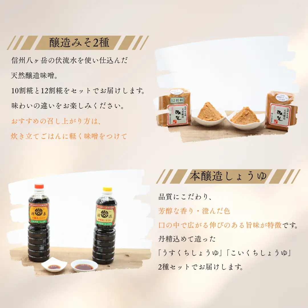 天然醸造みそ2種　4㎏ ＆ 本醸造しょうゆ２種セット［YK-102］