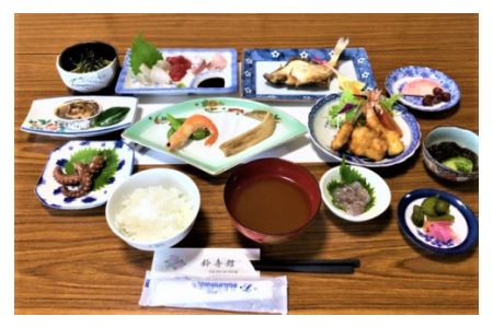 三河の民宿「鈴喜館」旬の魚介ランチ(2名分)・S026-23