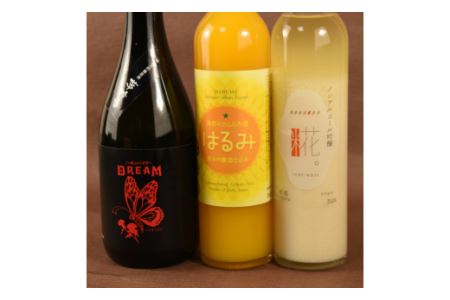 山崎醸　純米大吟醸原酒「DREAM」＆みかんの酒「はるみ」＆一糀ノンアルコール吟醸甘酒・Y050-19