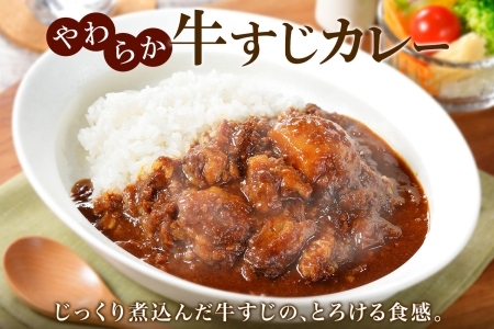 3743.牛すじカレー 2個 中辛 じゃがいも 牛 牛肉 肉 業務用 レトルトカレー 保存食 備蓄 まとめ買い 北海道 弟子屈町