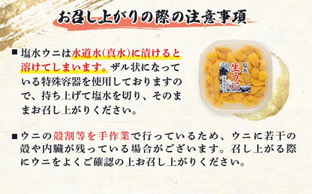 《2026年先行予約！》北海道産 塩水ウニ 200g  (100g×2パック） 【6月上旬から8月中旬発送予定】【0211802】
