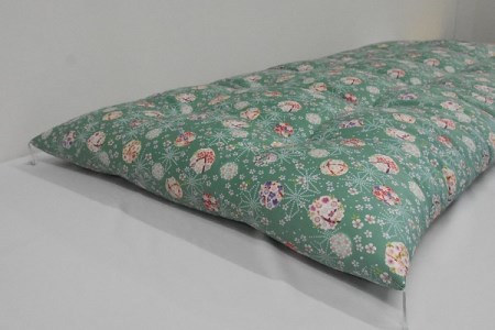 純綿わた入り手作り敷ふとん　色ブルー系　柄おまかせ