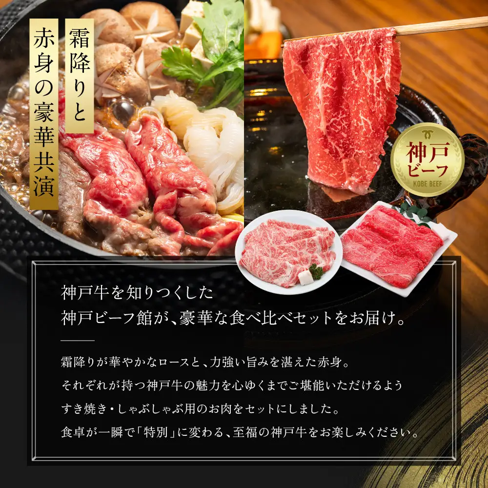 【冷蔵便】神戸牛　すき焼き・しゃぶしゃぶ紅白食べくらべセット　計1.2kg