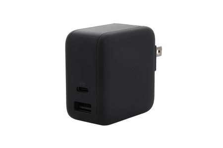 MOTTERU(モッテル) Power Delivery65W対応 USB Type-C×1ポート、USB Type-A×1ポート 合計最大63W AC充電器 かしこく充電 ２年保証 もってる（MOT-ACPD65WU1）スモーキーブラック